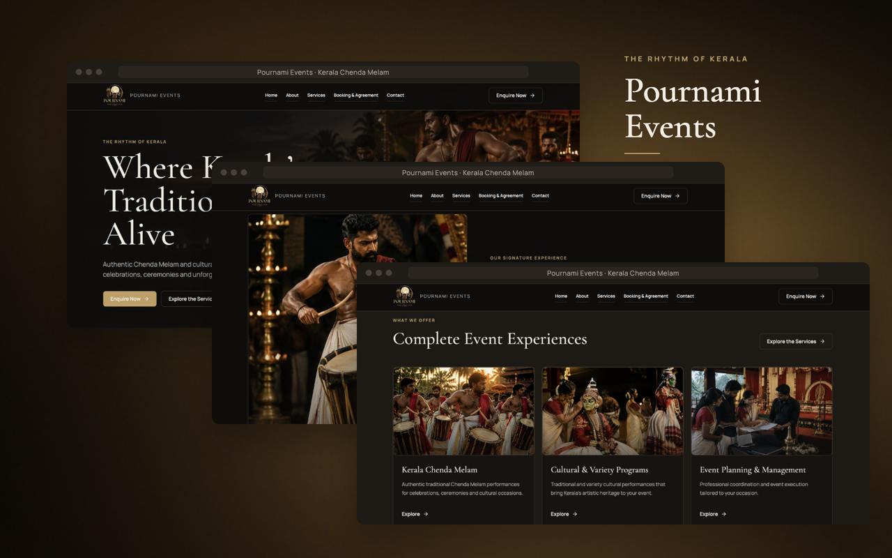Pournami Events page cascade